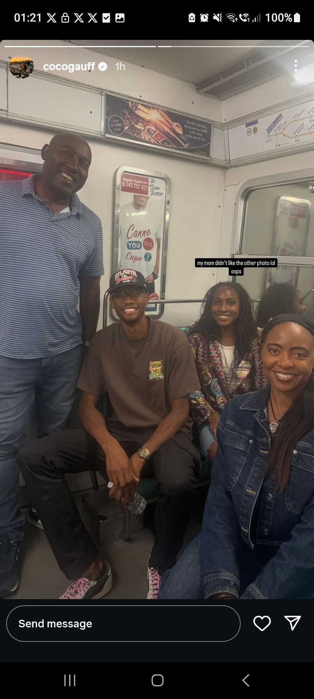 Coco Gauff's second picture with her parents and Christopher Eubanks (Source: Instagram)